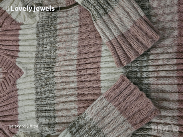 Вълнена рокля в розово, сиво и бяло, снимка 4 - Рокли - 44737698