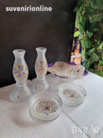 стъклен декоративен комплект, снимка 5 - Декорация за дома - 41001526