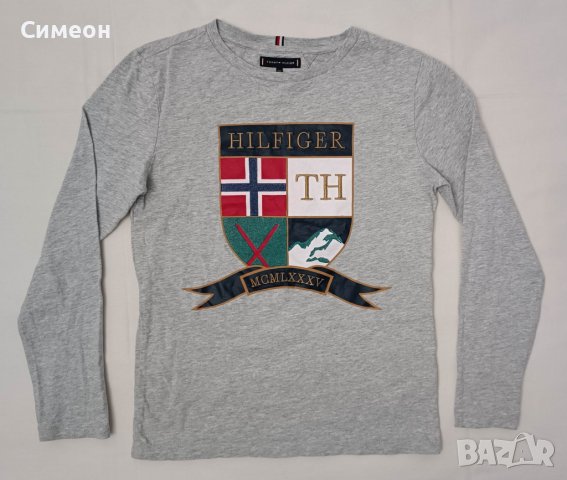 Tommy Hilfiger оригинална блуза ръст 140-152см памучна фланелка, снимка 1 - Детски Блузи и туники - 40178220