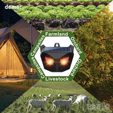 Соларен репелент за животни: детекция на движение, отблъсква животните, 2 броя, снимка 7 - Други стоки за дома - 49790825