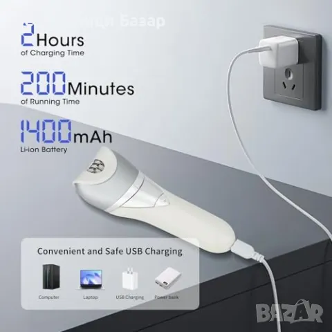 Нова Електрическа Бръсначка за Жени 7 в 1 уред USB Епилатор Тример IPX6 , снимка 6 - Други - 49699791