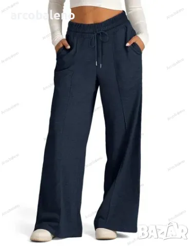 Дамски едноцветни модни широки ежедневни панталони с талия, 11цвята , снимка 10 - Панталони - 47305219