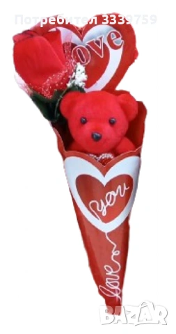 Ръчно декорирано мече с изкуствени рози., снимка 9 - Декорация за дома - 53344631