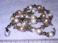 СРЕБРИСТО КРАСИВО НЕЖНО ПЕРЛЕНО ВИНТИДЖ АРТ КОЛИЕ БЕЛИ и РОЗОВИ НАТУРАЛНИ ПЕРЛИ 38886, снимка 12