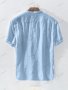 Мъжка едноцветна памучна ленена ежедневна риза с къс ръкав, 5цвята , снимка 11