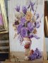 картина с цветя върху дървена плоскост, снимка 1 - Картини - 42549916