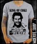 Сива тениска с щампа ESCOBAR THE KING, снимка 1 - Тениски - 42054996