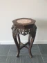 62см конзолна маса дърворезба-мрамор/дървена масичка-пиедестал-поставка за саксия, снимка 1