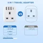 Нов UK към Индия адаптер с 4 USB порта и USB-C, 5 в 1 за пътуване, снимка 3