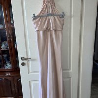 бална абитуриентска рокля парти елегантна рокля тип русалка сатен бежова натурален цвят ASOS, снимка 15 - Рокли - 44492983