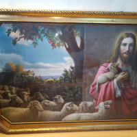 стара немска репродукция на Исус, снимка 2 - Антикварни и старинни предмети - 44637916