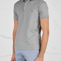 Polo Ralph Lauren Grey slim Pima cotton polo shirt - страхотна мъжка тениска КАТО НОВА 2ХЛ, снимка 1 - Тениски - 41621843