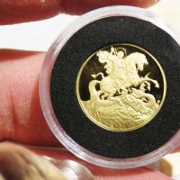 Златна инвестиционна монета 585/100 - 14к - 18 мм - Свети Георги - съхранявана е в капсула със серти, снимка 6 - Антикварни и старинни предмети - 35927481