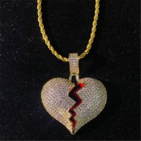 Разбито сърце колие с камъни - Gold, снимка 7 - Колиета, медальони, синджири - 35963856