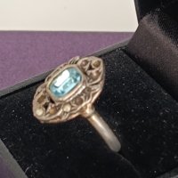  Красив сребърен пръстен с аквамарин2 BU, снимка 3 - Пръстени - 44389334