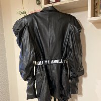 Ново кожено черно сако блейзер буфан ръкав Caramella Fashion , снимка 7 - Сака - 44216719