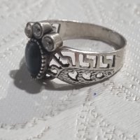 Vintage сребърен пръстен 925 с котешко око , снимка 5 - Пръстени - 44406188