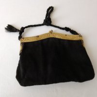 19  век  дамска чанта черно кадифе със месингови обков , снимка 10 - Антикварни и старинни предмети - 41607343