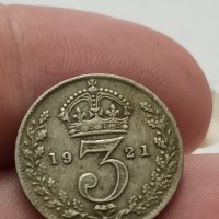 3 пенса 1921 г сребро Великобритания , снимка 1 - Нумизматика и бонистика - 41548887