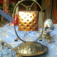 Медна  камбанка с ковано желязо, снимка 2 - Други ценни предмети - 41289136