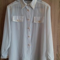 Бяла копринена риза дълъг ръкав  , снимка 1 - Ризи - 35749622