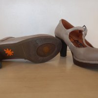 Art - кожени сиви обувки с масивен висок ток, снимка 7 - Дамски обувки на ток - 38868014