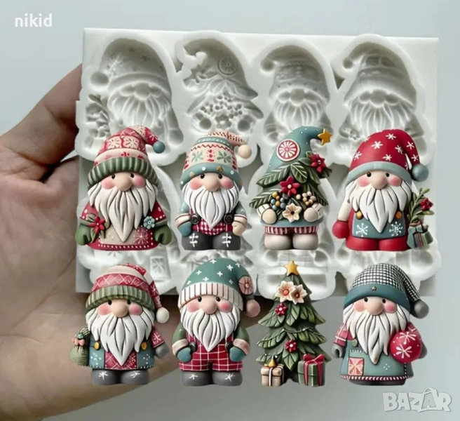 8 джуджета джудже коледни силиконов молд форма фондан шоколад декор, снимка 1