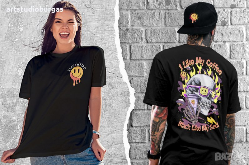 ТЕНИСКА УНИСЕКС I LIKE MY COFFEE BLACK LIKE MY SOUL, снимка 1