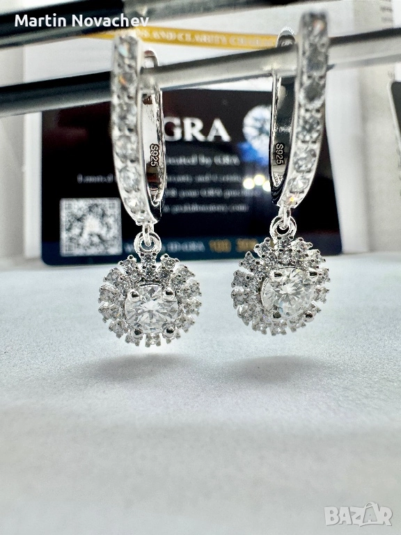 Сребърни обеци с мойсанит (Диамант) 0.5 карата, снимка 1