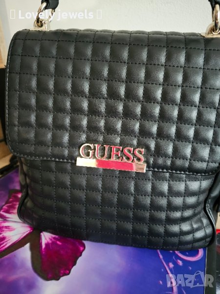 Кожена дамска черна чанта Guess , снимка 1