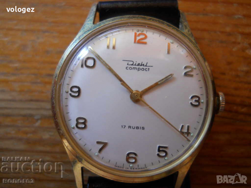 стар позлатен часовник "Diehl Compact" - Германия - работи, снимка 1