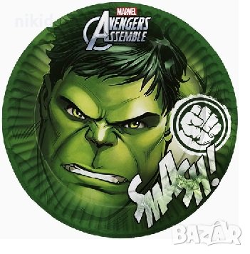 Хълк Hulk Avengers 8 бр големи парти чинии чинийки рожден ден, снимка 1