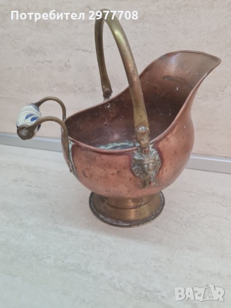 Винтидж медна и месингова мини кофа, снимка 1