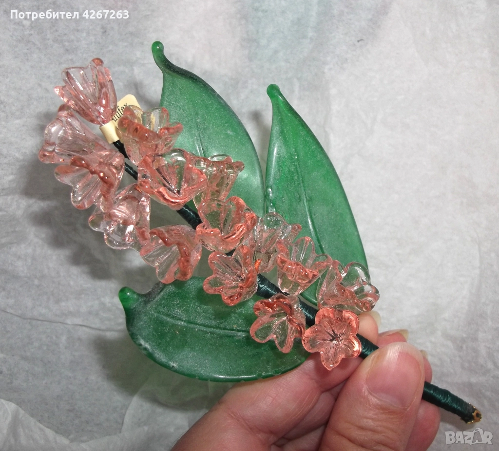 Великолепен розов хиацинт/зюмбюл на Мурано, Artifex Vitri., снимка 1