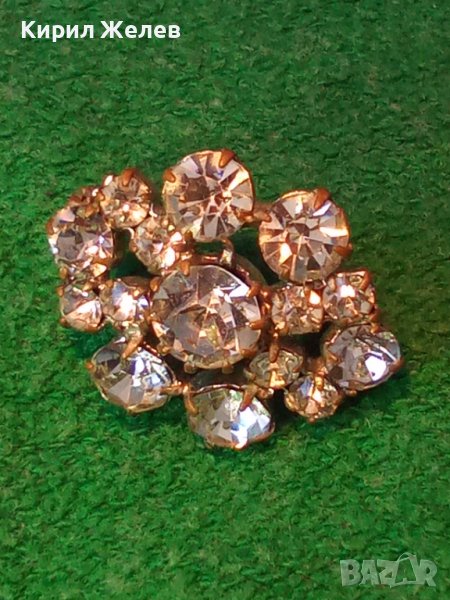 СТАРА БЕЛ ЕПОК СТИЛ ПОСРЕБРЕНА БРОНЗОВА РЕТРО БРОШКА с ИСКРЯЩИ БОХЕМСКИ КРИСТАЛИ 31849, снимка 1