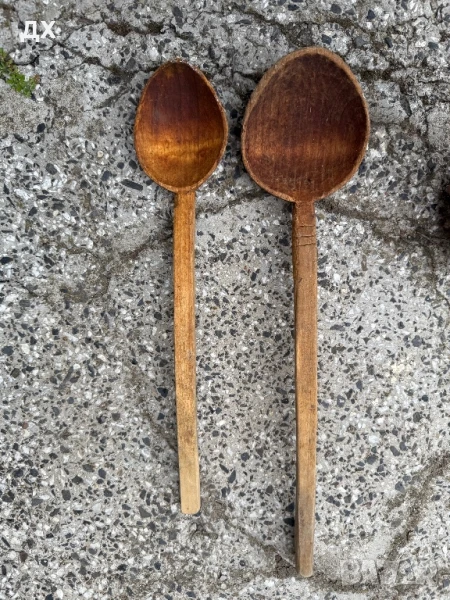 2 стари ръчно изработени лъжици, снимка 1