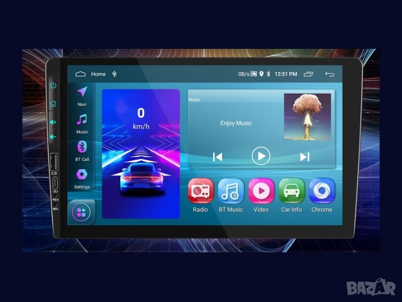 9" 2-DIN мултимедия с Android 12, RDS, 64GB ROM , 2GB RAM, утвърден производител и EU-качество , снимка 1