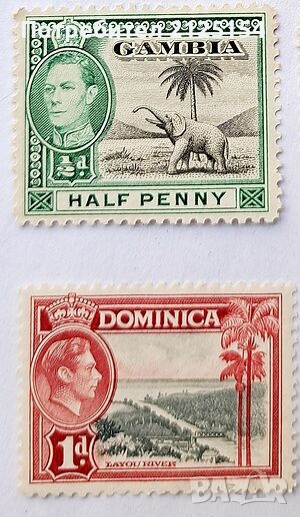 Пощенски марки, Замбия и Доминика 1937/1951 г, снимка 1