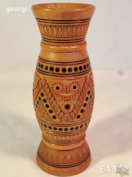 дървена ваза дърворезба ръчна изработка 26/3, снимка 1