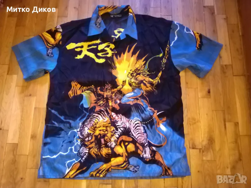 Риза маркова на  Excellent X2K Gyber Goth Anime Grunge Tiger Lion Fighting размер Л  отлична, снимка 1