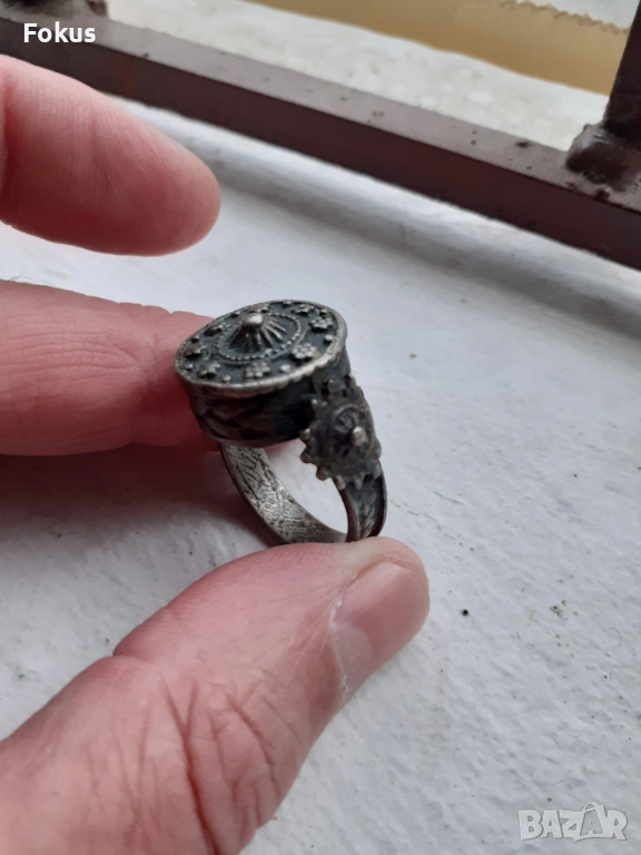 Стар автентичен възрожденски сребърен пръстен, снимка 1