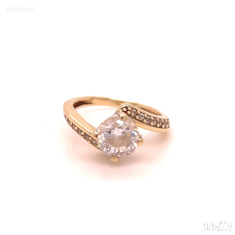 Златен дамски пръстен 2,73гр. размер:47 14кр. проба:585 модел:35628-1, снимка 1