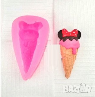 Фуния фунийка сладолед с панделка Мини Маус силиконов молд форма фондан гипс , снимка 1