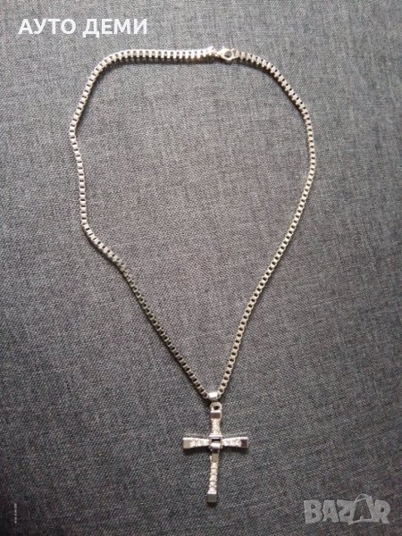 Нов ланец синджир с кръст с камъчета цирконии копие на този носен от Вин Дизел от филма Бързи и ярос, снимка 1