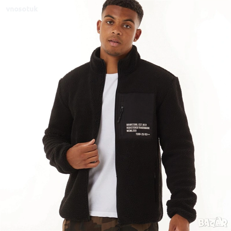 Мъжки полар с цип от Brave Soul Dragon, черно-номер S, снимка 1