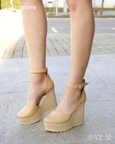 Сандали на платформа - бежова кожа - KMS80 , снимка 1