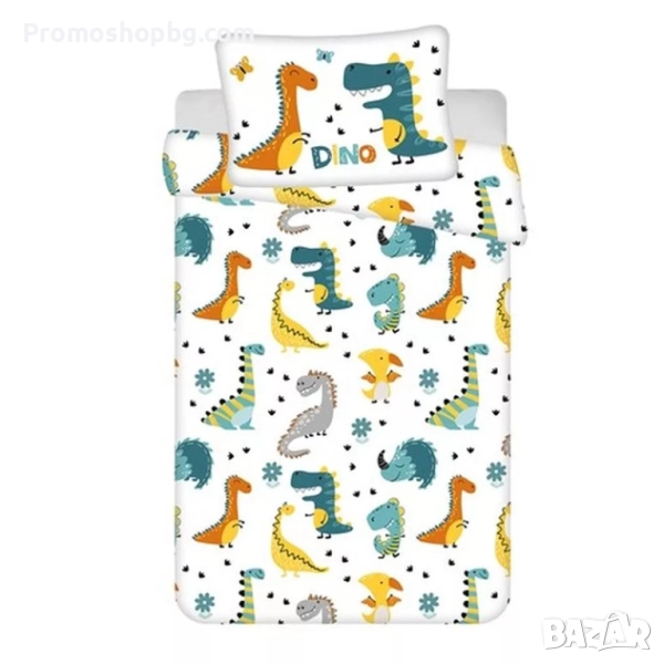 Детски спален комплект Динозаври, 100 % памук, 2 части, 100x135 см, снимка 1