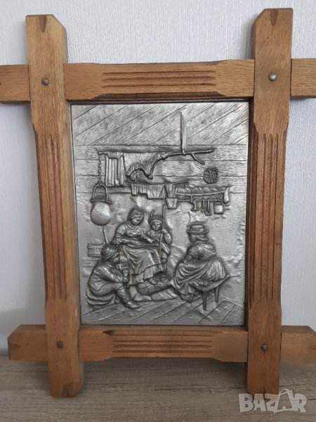 Стара немска релефна и гравирана оловно цинкова картина, снимка 1