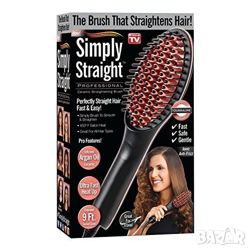 Четка за изправяне и изсушаване с LCD дисплей и 3D керамични цилиндри, снимка 1