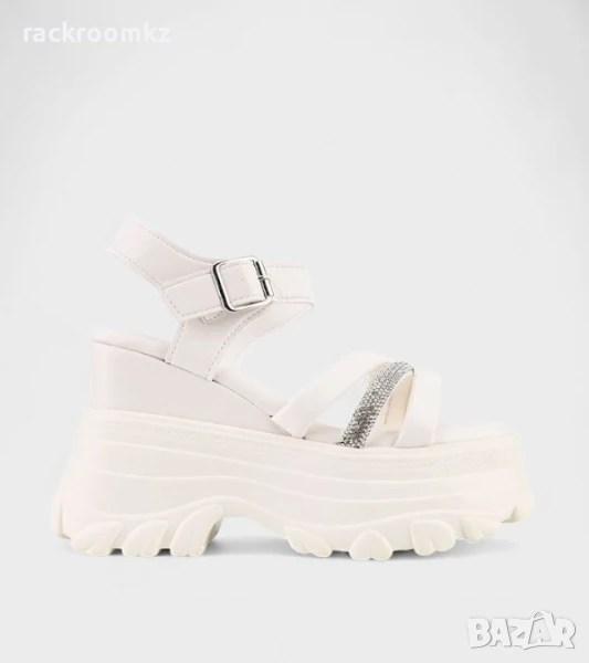 Дамски сандали с масивна платформа и декоративен акцент – 1055 WHITE, снимка 1